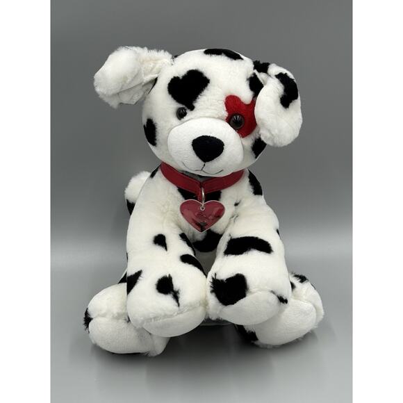 2010 Build A Bear Workshop Dog Love Hearts Be Mine Dalmatian 12” Plush - Picture 1 of 12